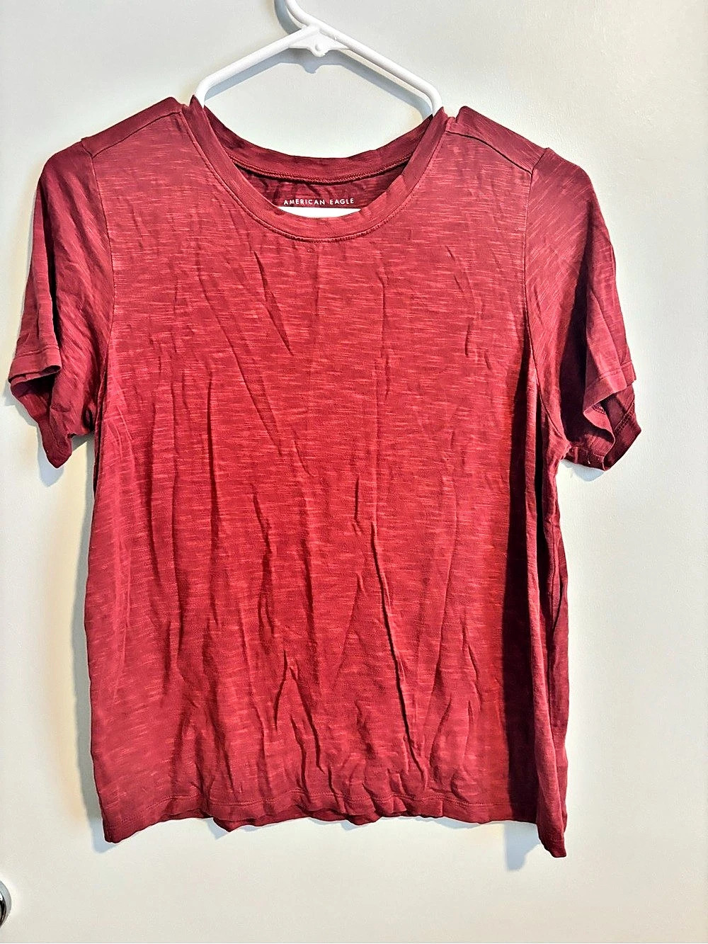 American Eagle Soft & Sexy Slub Crew Neck Tee Red Medium